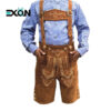 Classic Traditional Bavarian Brown Lederhosen with Embroidery