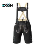 Authentic German Trachten Lederhosen Short Black