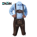 Oktoberfest Ready Brown Bundhosen Adjustable Leather Overall